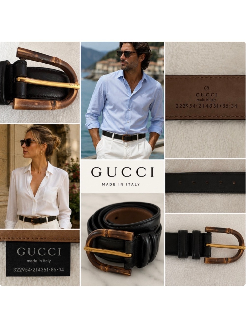 Men’s Tom Ford Gucci Bamboo Buckle Leather Belt, Brown Vintage New Collectors